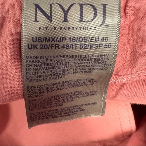 NYDJ Zoey High Rise Shorts 16 Aphrodite Pink Lift Tuck Raw Hem Denim Jeans - Picture 6 of 9